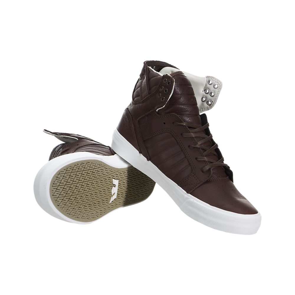 Baskets Montantes Supra SkyTop HF Marron Chocolate/Off White Homme | QFZ-82171569